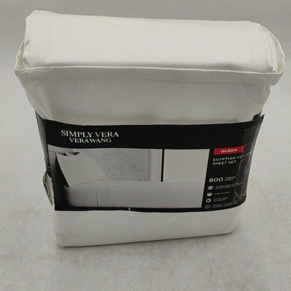 Simply Vera Vera Wang Sheet Set Queen White 800TC Egyptian Cotton Bedding